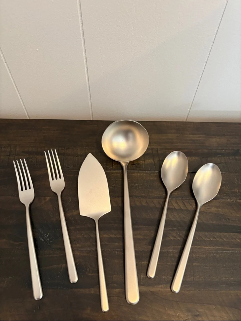 QUINCE NIB Gia Minimalist 6 Piece Serving Utensil Set Brushed Stainless Steel